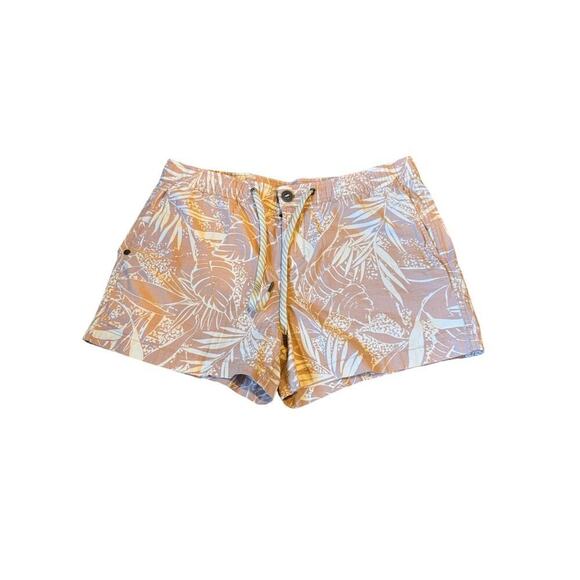 Vuori Ripstop Shorts Womens Size L Palm Tree Organic Cotton Hiking Drawstring - Picture 2 of 8